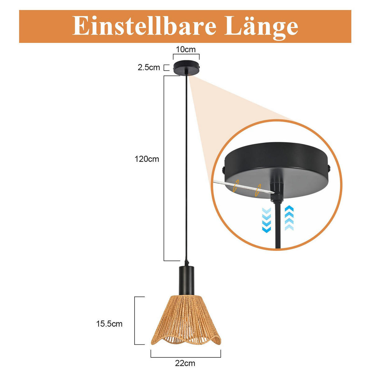 PENDELLEUCHTE ARNO Ⅲ 22/10/120 cm - Schwarz, Metall (22/10/120cm) - Nettlife