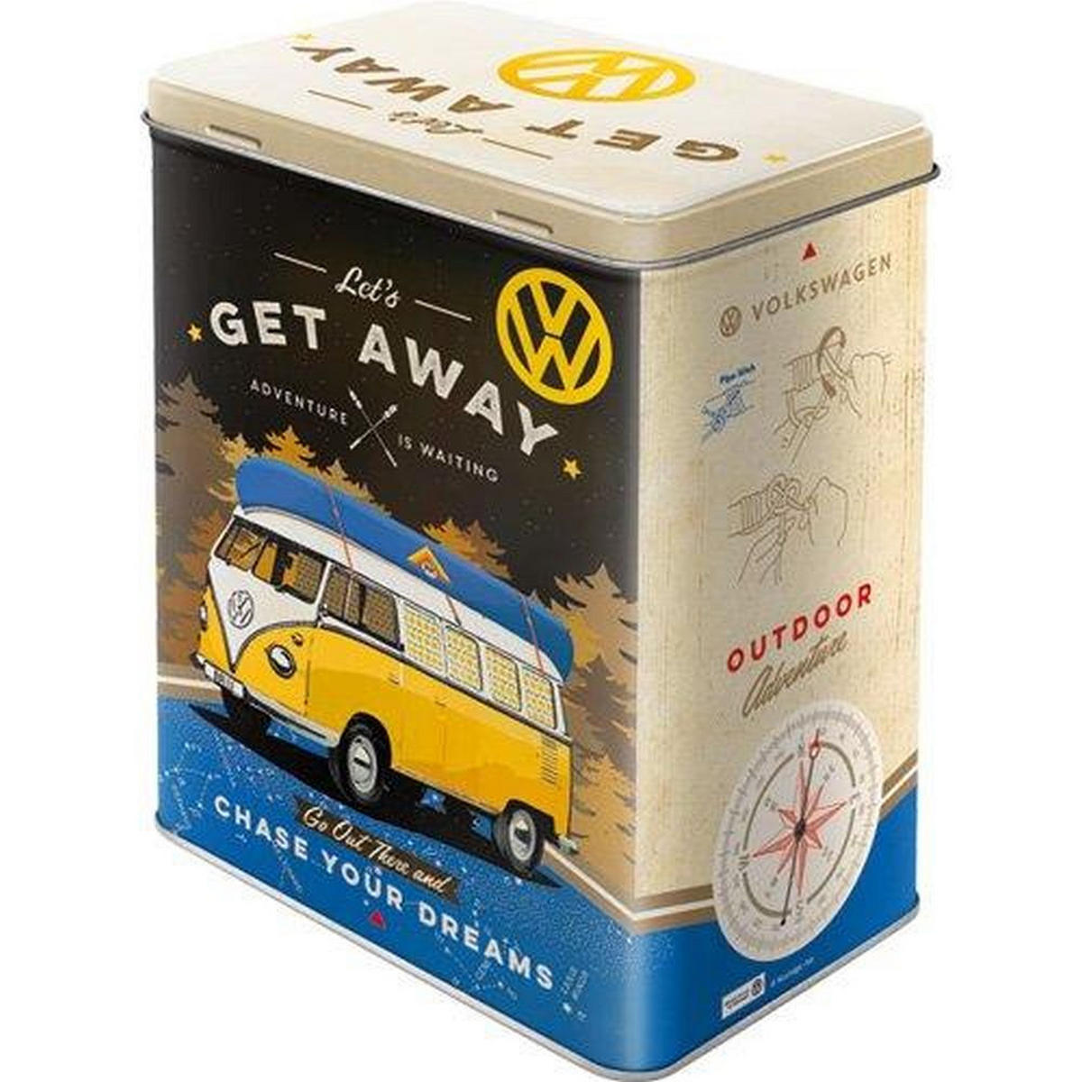VORRATSDOSE L Volkswagen VW Bulli Let's Get Away! - Multicolor, Metall (14/20/10cm) - Nostalgic-Art