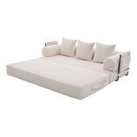 SCHLAFSOFA, Modulares Tagesbett mit Metallgestell, Klappbares Bodensofa Cordstoff, Beige - Beige, Textil (94/67/200cm) - LVHOM