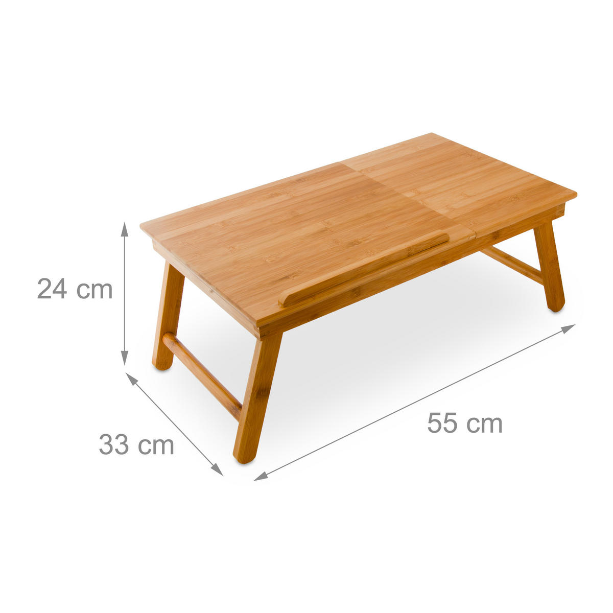 PODNOS prírodná bambus skladací výškovo nastaviteľný - svetlohnedá, drevo (55/33/24cm) - Relaxdays
