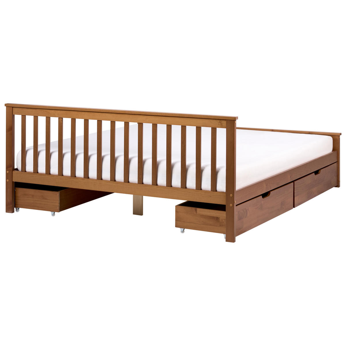 POSTEL s 4 zásuvkami 180/200 cm Borovicové dřevo Hnědá Olendon - hnědá, dřevo (180/200cm) - Beliani