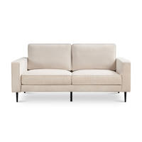 2-SITZER-SOFA Oskar Vintage beige Cord - Beige/Schwarz, Holz/Textil (173/83/92cm) - Sicaan