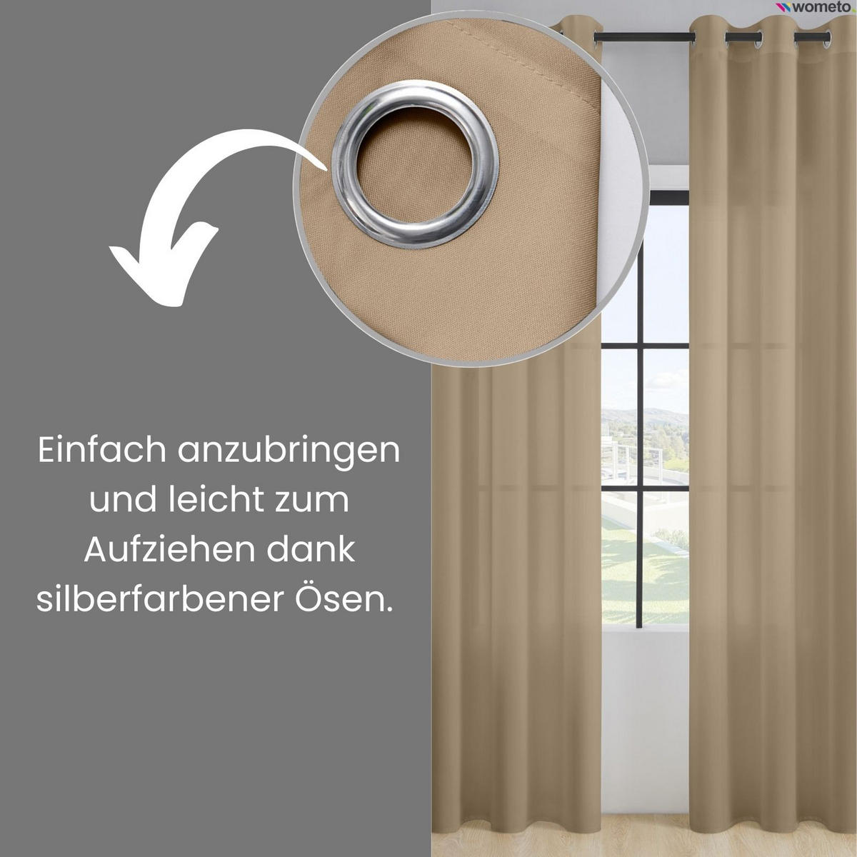 VORHANG Blickdicht beige 140/245 cm mit Ösen - Beige, Textil (140/245cm) - wometo