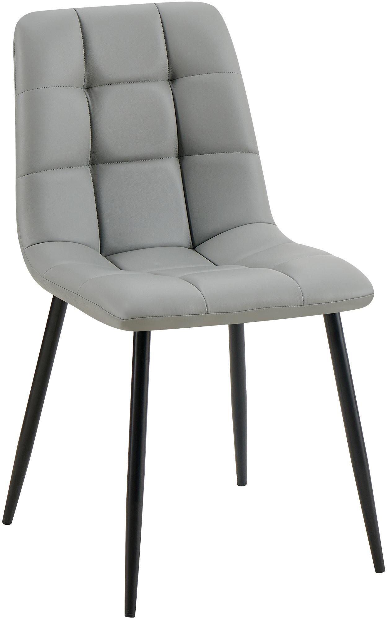 STUHL Lederlook Hellgrau - Hellgrau/Schwarz, Textil/Metall (45/84/55cm) - CLP