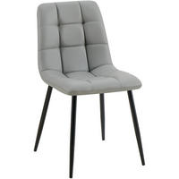 STUHL Lederlook Hellgrau - Hellgrau/Schwarz, Textil/Metall (45/84/55cm) - CLP