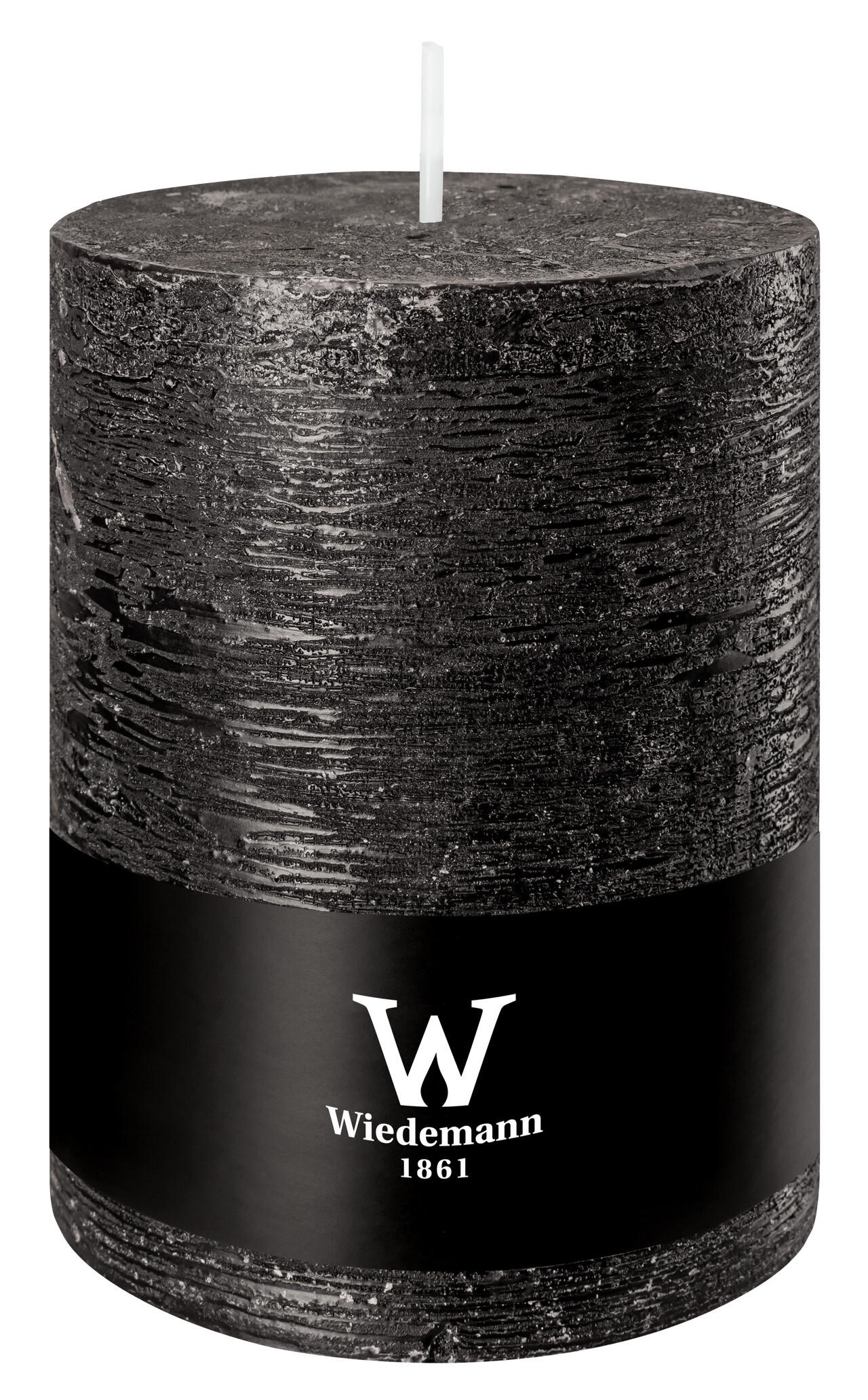STUMPENKERZE Rustik Marble Style Schwarz 140 x Ø 100 mm, 1 Stück - Schwarz, Paraffin (10/14cm) - Wiedemann Kerzen