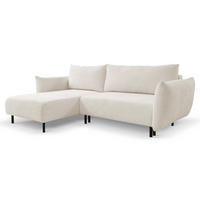 ECKSOFA ADEL mit Schlaffunktion und Bettkasten, L-förm, Metallbeine, verstellbar lose Rückenkissen, freistehend, LINKS, 171x257x90 cm, Sand-coloured - Sandfarben, Holz/Textil (171/257cm) - DomoHome