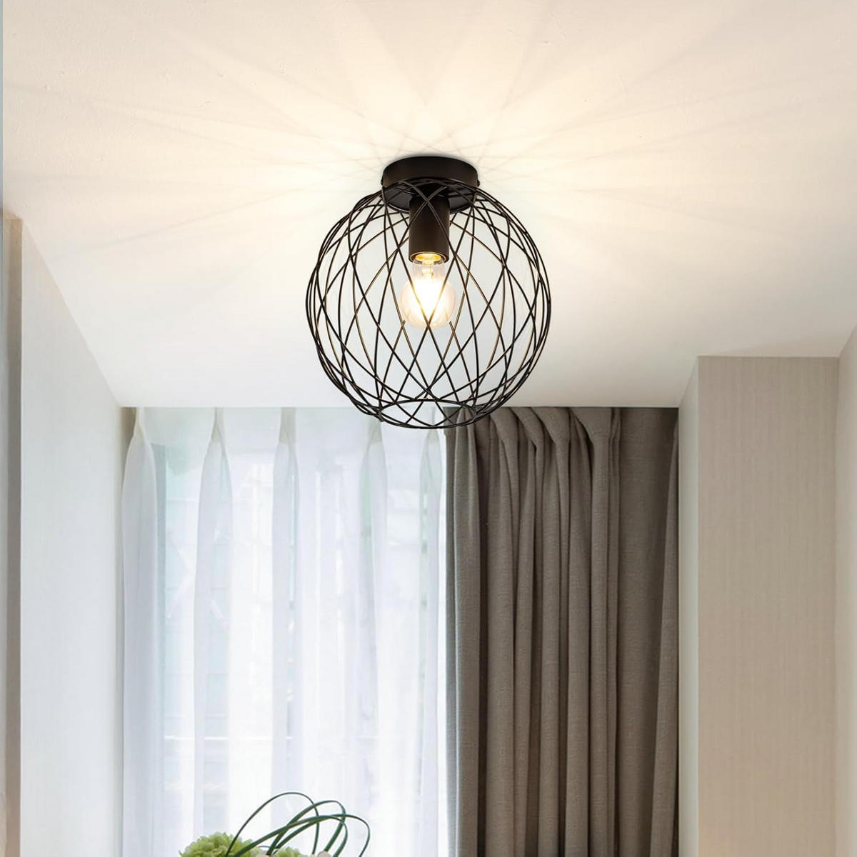 DECKENLEUCHTE Funkelh 20/19/20 cm - Schwarz, Metall (20/20/19cm) - ZMH