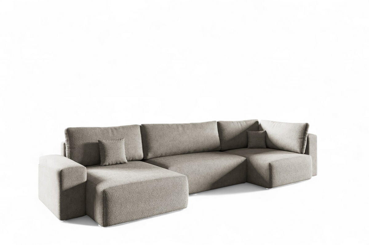 WOHNLANDSCHAFT Arona Xl - Beige, Holzwerkstoff/Textil (148/70/397cm) - Fun Möbel