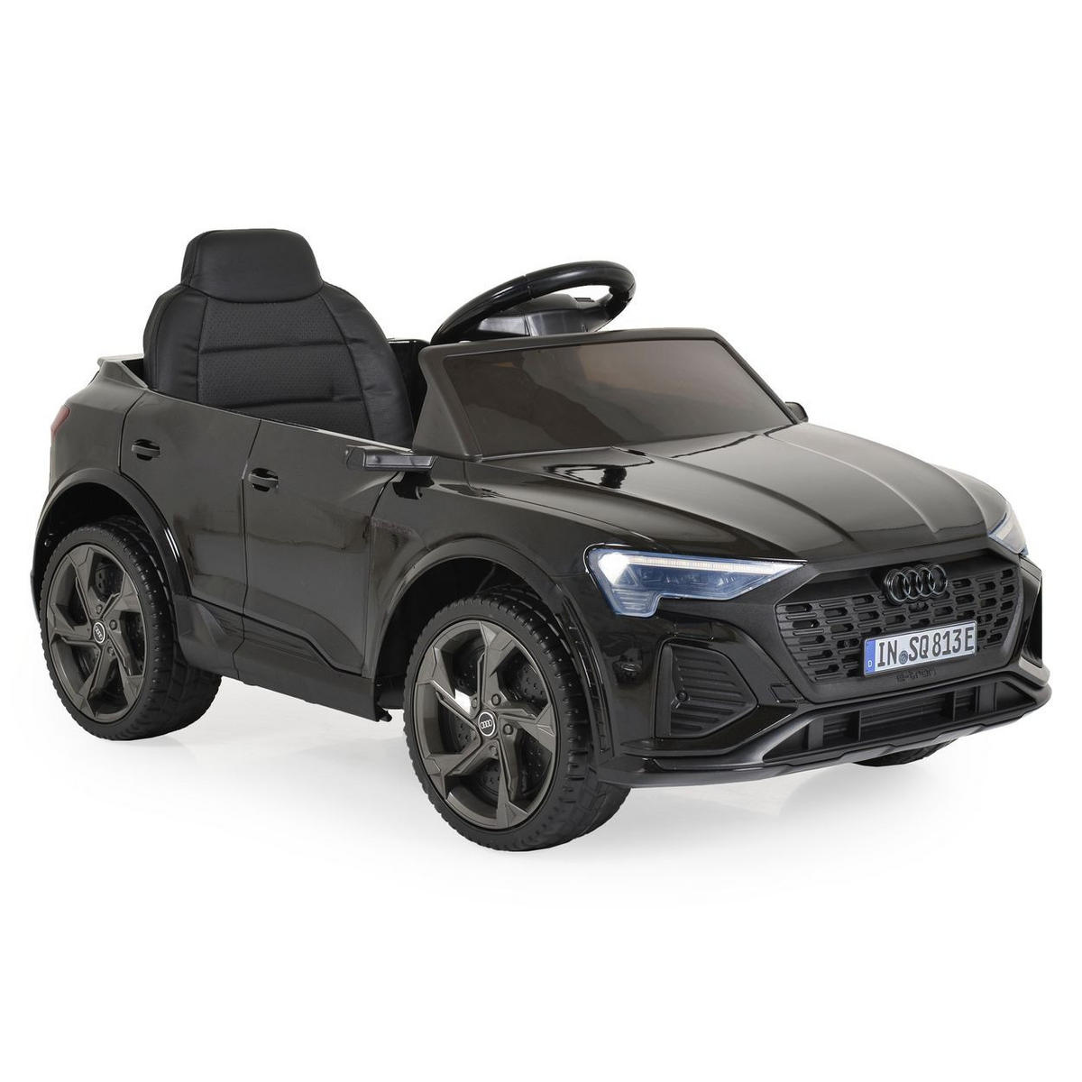 ELEKTROAUTO Audi SQ8 e-tron schwarz EVA-Reifen Musik Licht MP3-Eingang Gurt - Schwarz, Kunststoff (99/54/46cm) - Moni