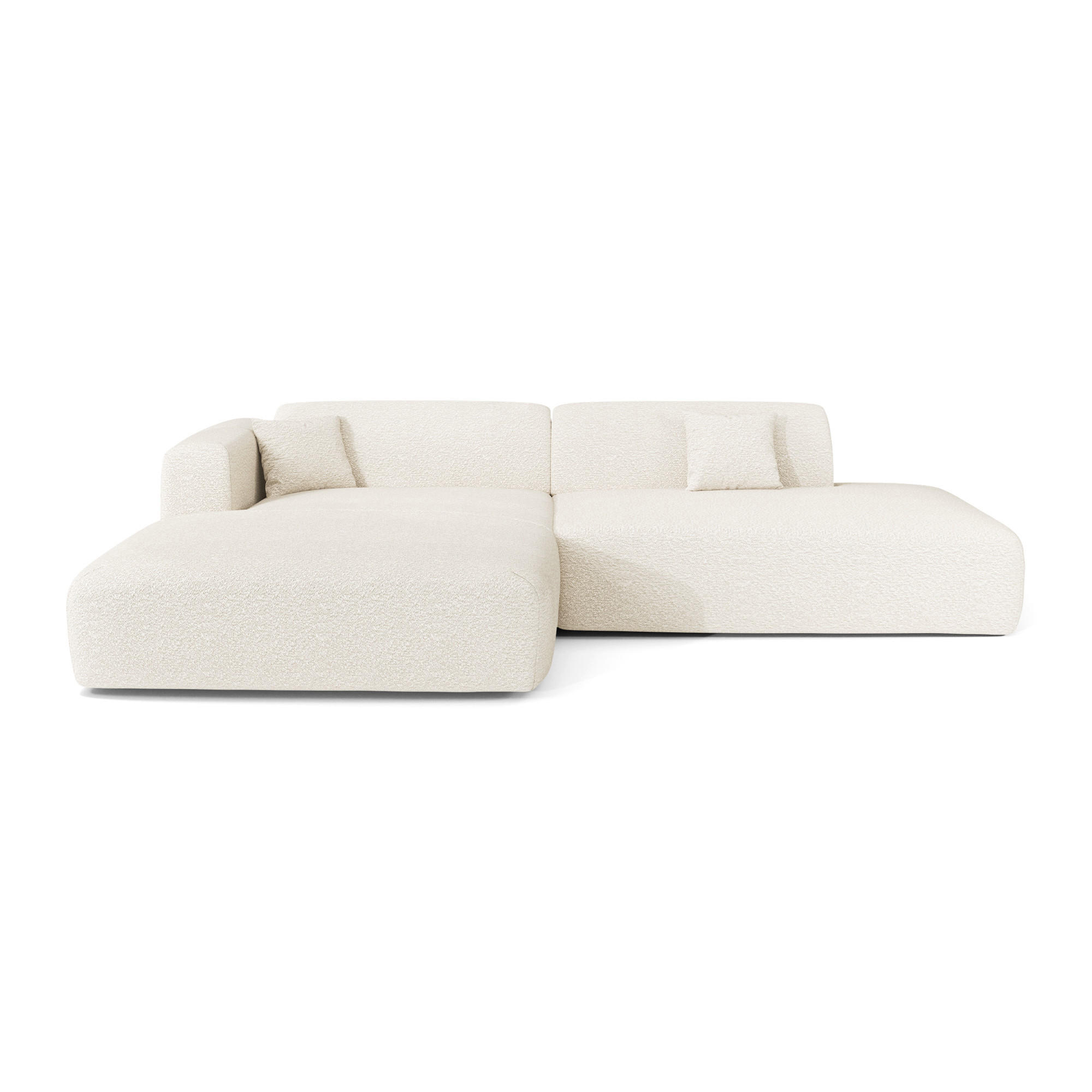 ECKSOFA LINKS Bouclé-Stoff Creme 310cm - Creme, Textil (310/96cm) - Sia Home