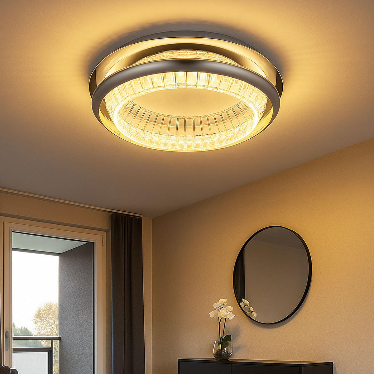 LED DECKENLEUCHTE EMPAL Silber Metall Glas - Silberfarben, Glas (65/65/11cm) - Globo Lighting