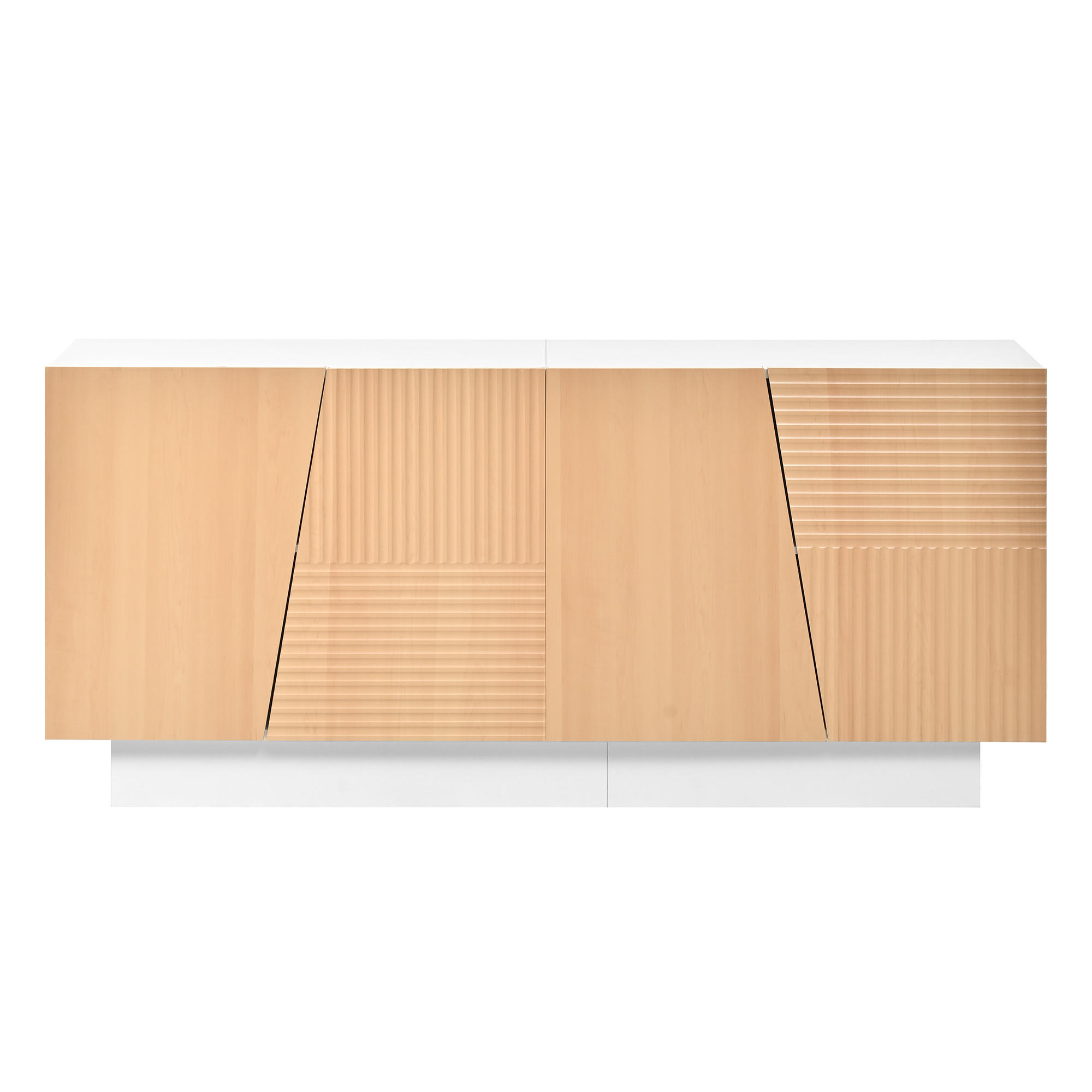 SIDEBOARD Natur und Weiß 160/40,5/72 cm 4 Türen - Naturfarben, Holzwerkstoff (160/72/40.5cm) - PANGIVO