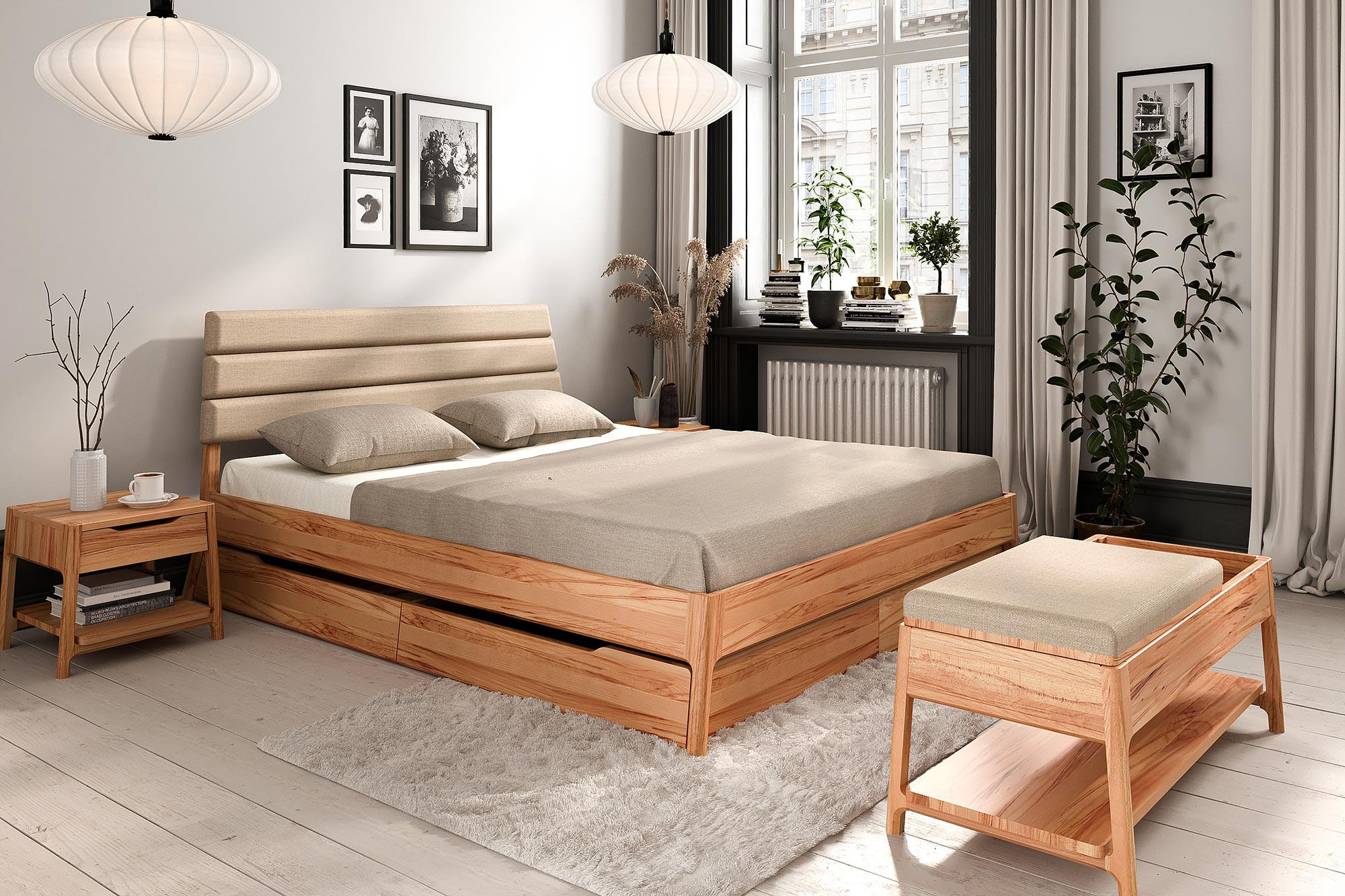 Thumbnail - byoak Massivholzbett, Kernbuche, Holz, Kernbuche, 100x220 cm, Schlafzimmer, Betten