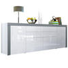 SIDEBOARD La Paz Weiß Hochglanz / Avola-Anthrazit - Weiß Hochglanz/Dunkelgrau, Holzwerkstoff (200/72/35cm) - Vladon