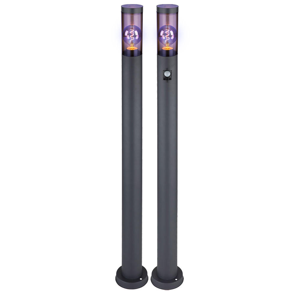 LED AUSSENLEUCHTE BOSTON Anthrazit Edelstahl 2er Set - Anthrazit, Metall (12.7/12.7/110cm) - Globo Lighting