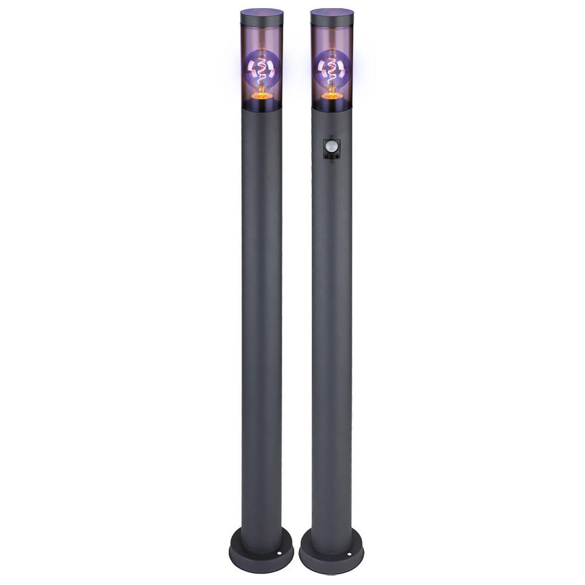 LED AUSSENLEUCHTE BOSTON Anthrazit Edelstahl 2er Set - Anthrazit, Metall (12.7/12.7/110cm) - Globo Lighting