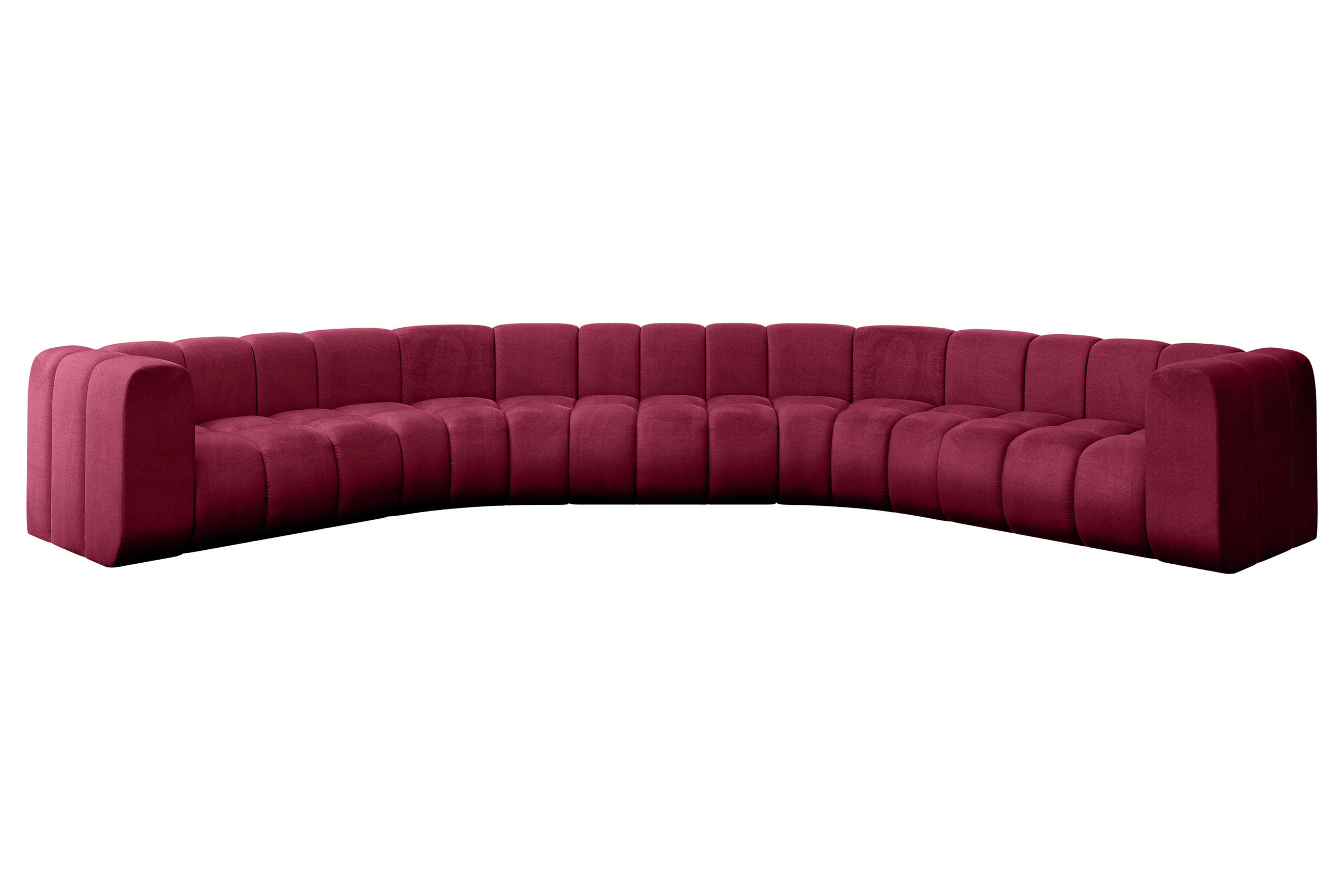 WOHNLANDSCHAFT modulares Sofa Lazro-U1 - 373x373x70 cm Bordeauxrot - Bordeaux, Holzwerkstoff/Textil (373/70/373cm) - ALTDECOR