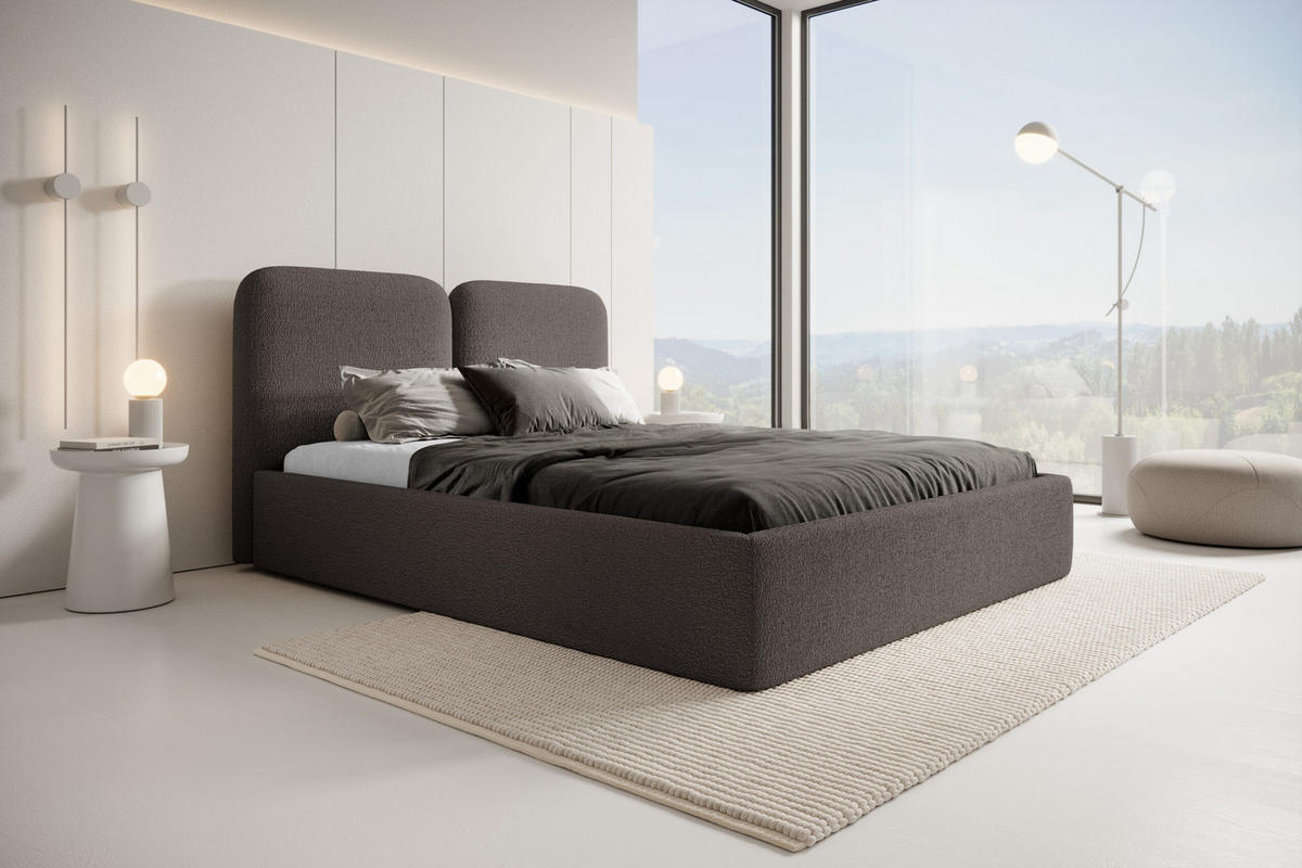 POLSTERBETT Fistera Grau/Brown 140x200 cm - Olivgrün, Textil (140/200cm) - Fedve