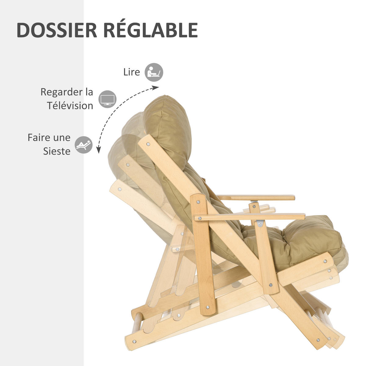 GARTENKLAPPSESSEL DE-13190 3-fach verstellbar Hellbraun - Braun, Holz (89/96/71cm) - ComfortXL