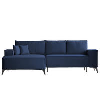 ECKSOFA OTIS Links, mit Schlaffunktion und Bettkasten, Marineblau - Dunkelblau, Textil/Metall (294/185cm) - Idohome