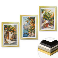WANDBILDER 3er Set - 20x30 cm Goldrahmen - Gemalte Zitruslandschaften - Goldfarben, Kunststoff (20/30cm) - ArtPrintCave