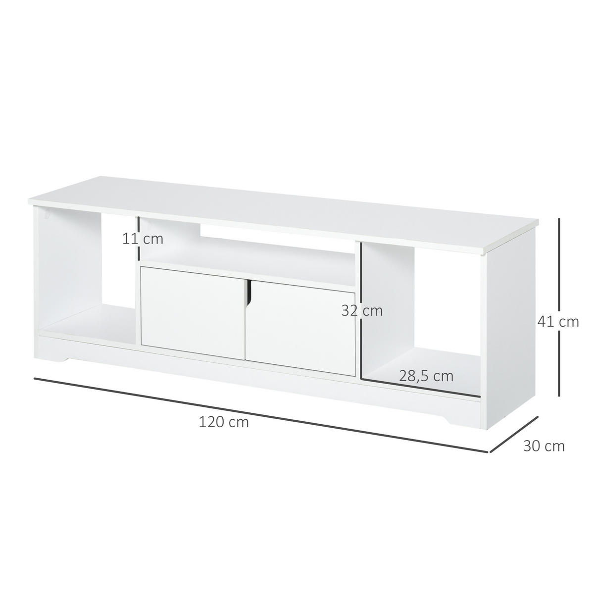 TV-MÖBEL Weiß 1 Stück - Weiß, Holzwerkstoff (120/41/30cm) - GiPP
