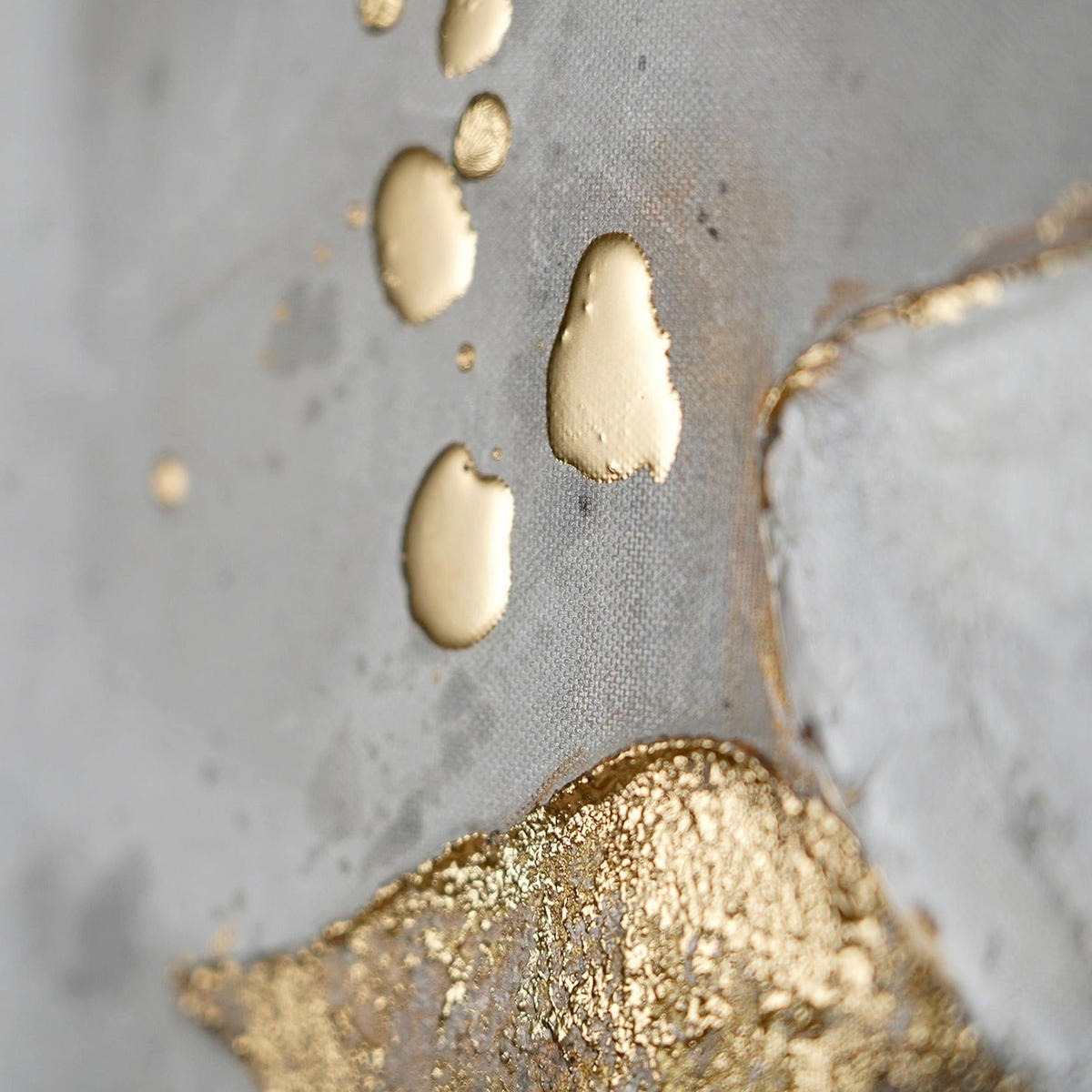 GEMÄLDE Goldene Blüten Schattenfugenrahmen Grau 120x80 cm - Grau, Holz (120/80cm) - YS-art gallery