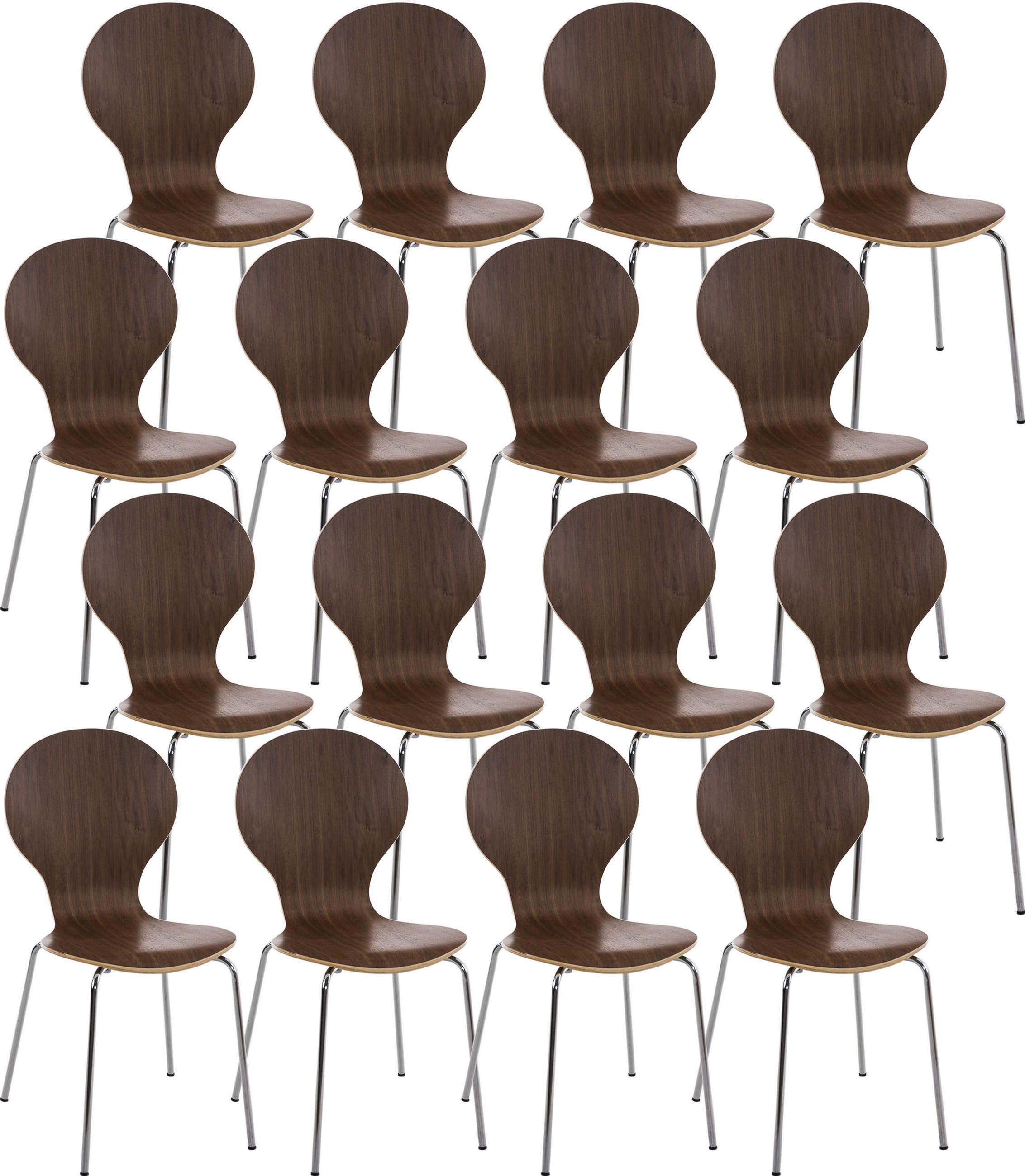 BESUCHERSTUHL 16er Set Holz walnuss - Walnussfarben, Holz (43/86/45cm) - CLP