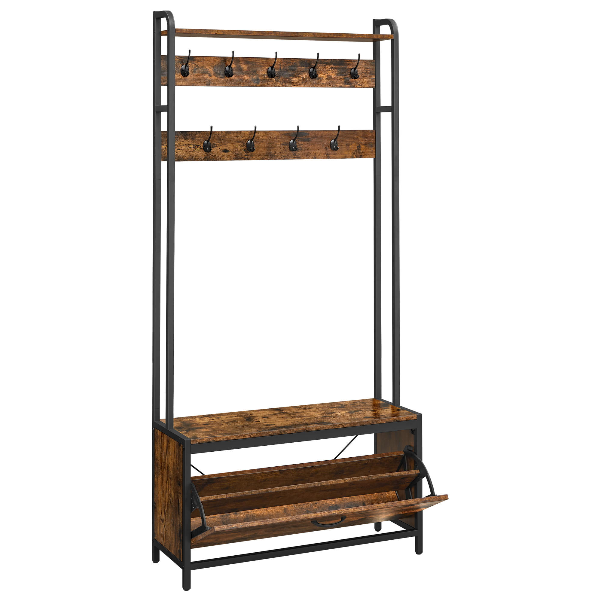 KLEIDERSTÄNDER in Braun/Schwarz mit Schuhregal und Kleiderstange - Braun, Holzwerkstoff (85/180/30cm)