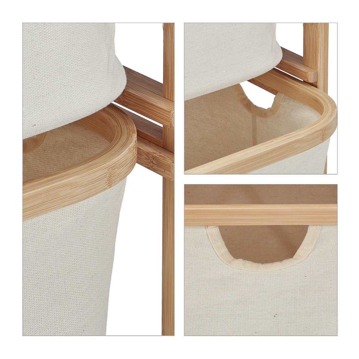 WÄSCHEKORB - Multicolor, Holz/Textil (44/85/33cm) - Relaxdays