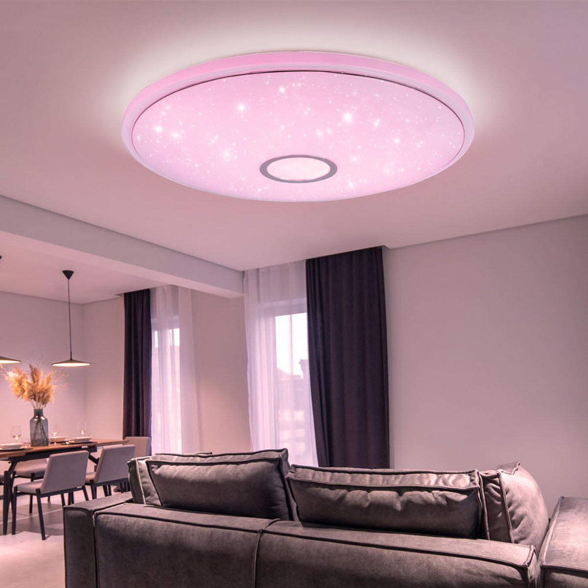 LED DECKENLEUCHTE Connor Weiß Kristalloptik - Weiß, Metall (50/50/6.5cm) - Globo Lighting