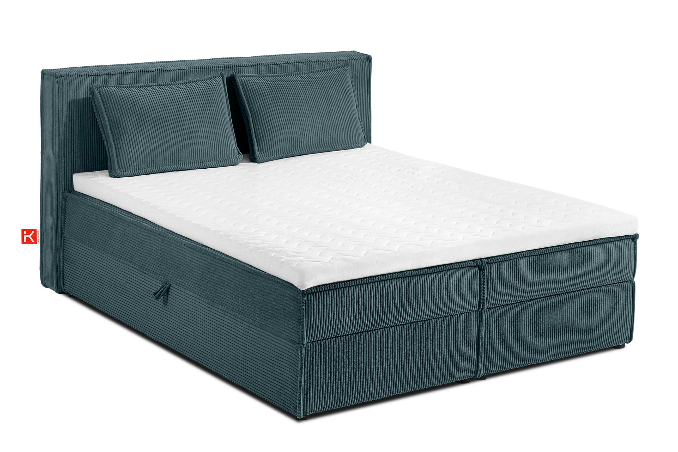 BOXSPRINGBETT ROTI mit Stauraum, blau - Blau/Schwarz, Holz/Holzwerkstoff (140/200cm) - KONSIMO®