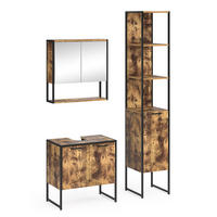 BADMÖBEL-SET Fyrk Antikholz 3 Teile, mit Unterschrank 60 cm - Eichefarben/Schwarz, Holzwerkstoff (60/60/33cm) - Vicco