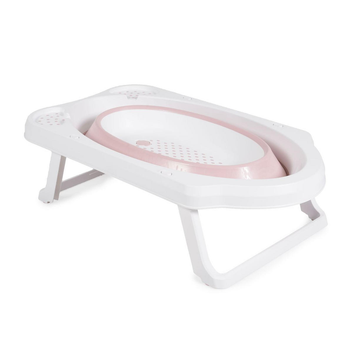 BABYBADEWANNE Maui rosa faltbar, 84 cm, Wasserablauf, Ablagefächer, Anti-Rutsch-Einsatz - Rosa, Kunststoff (48/84cm) - Cangaroo