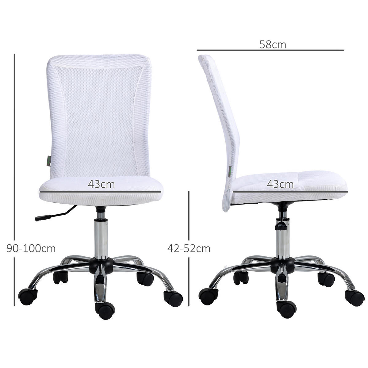 DREHSTUHL DE-11699 Mesh höhenverstellbar Weiß - Weiß, Textil (58/100/43cm) - ComfortXL