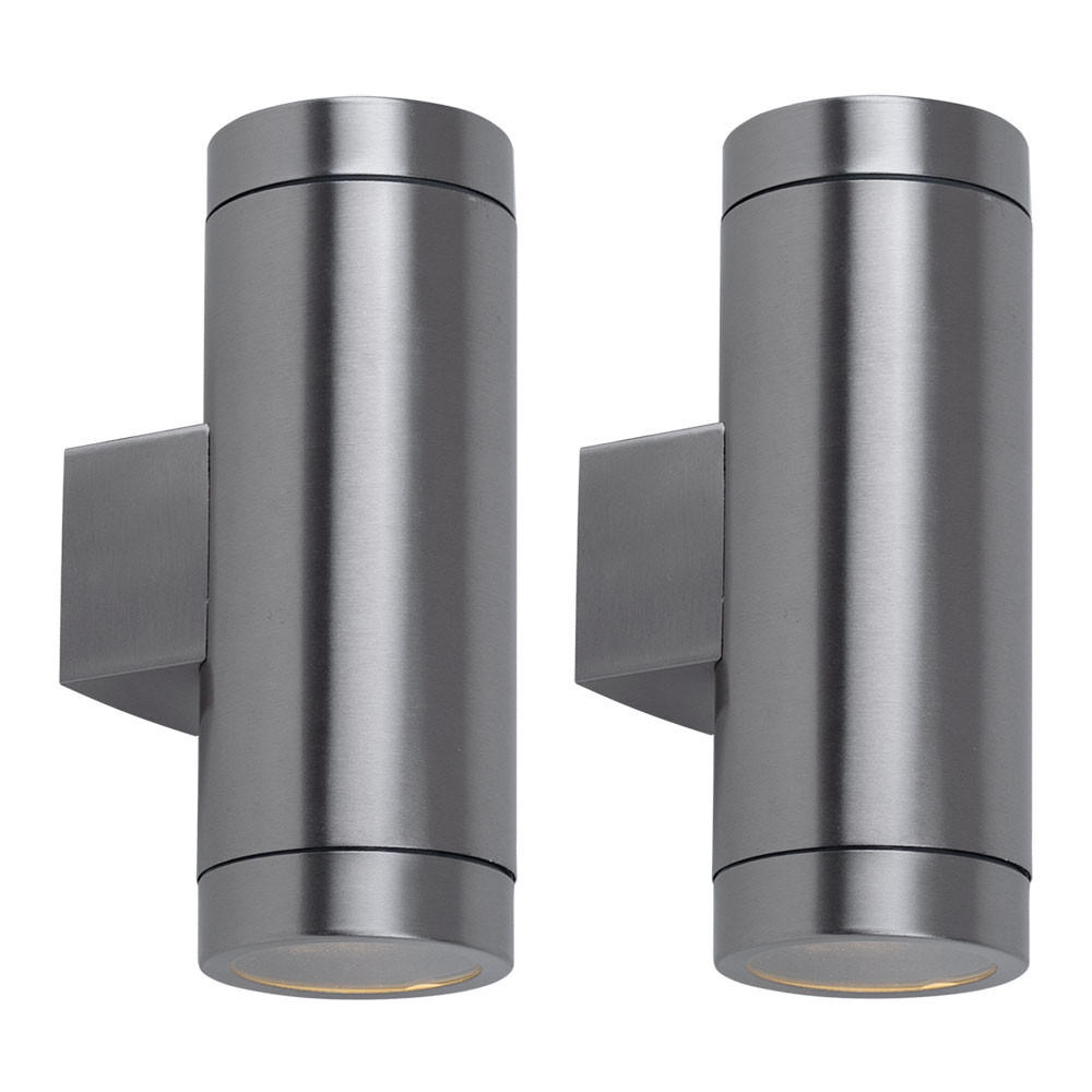 EDELSTAHL AUSSEN-WANDLEUCHTE Silber 2er Set - Silberfarben, Glas (7.6/20.7/10.5cm)