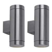 EDELSTAHL AUSSEN-WANDLEUCHTE Silber 2er Set - Silberfarben, Glas (7.6/20.7/10.5cm)