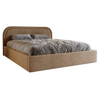 POLSTERBETT 180x200 Dune mit Bettkasten, runde Kopfteil, Samt, Latte - Cappuccino, Holz/Textil (180/200cm) - Emporius