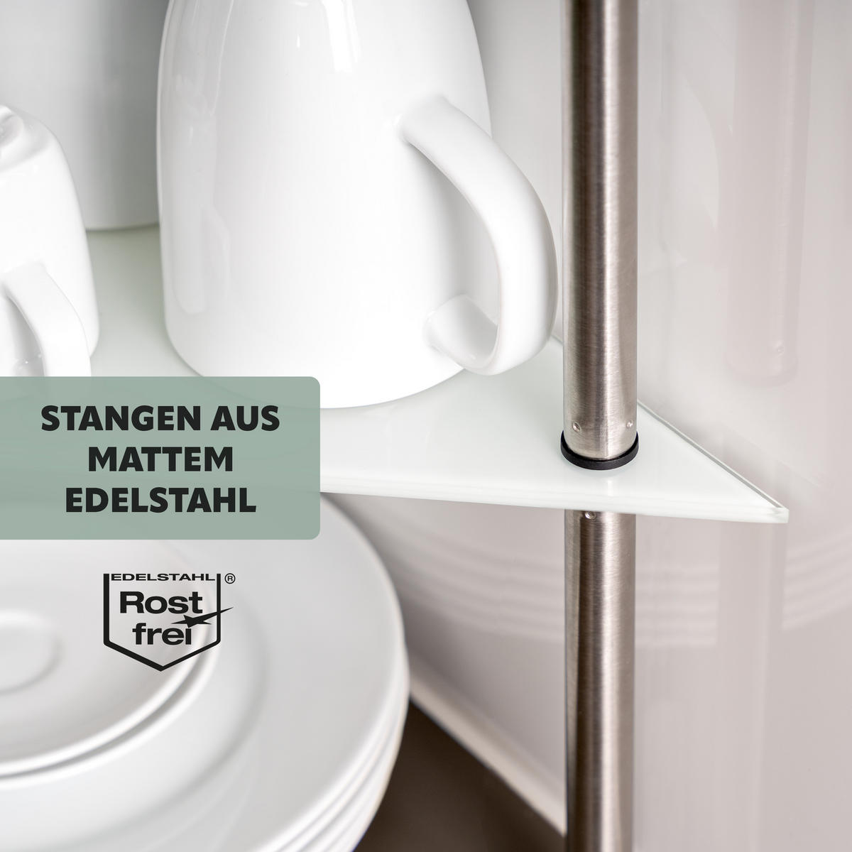 ECKREGAL, weiß, Edelstahl, Kunststoff - Weiß, Glas (33/34/33cm) - bremermann