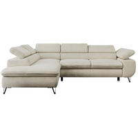 ECKSOFA PETER L Beige Velvet - Links Seite - Beige/Schwarz, Textil/Metall (208/273cm) - MKS