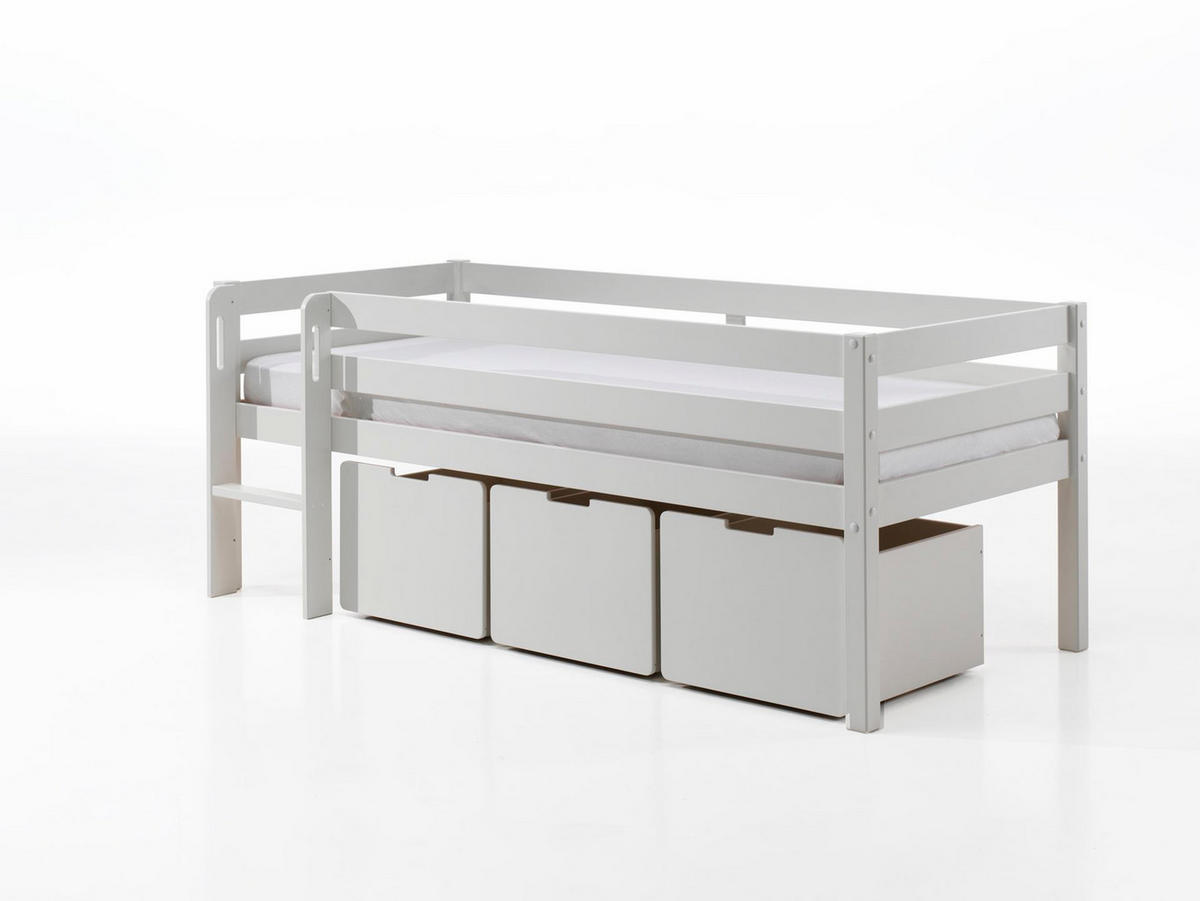 KOJENBETT Karolina 208x83x105 aus Massivholz in Weiß - Sandfarben, Holz (90/200cm) - 58aufmkessel