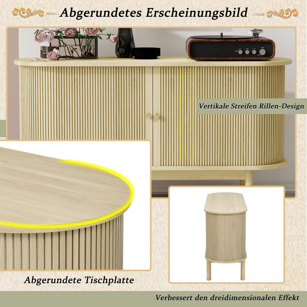 SIDEBOARD Holzoptik 138/43/75 cm - Hellbraun, Holzwerkstoff (43/75/138cm) - Urban Meuble