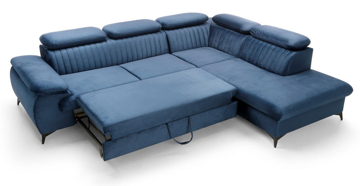 ECKSOFA 275 cm mit verstellbaren Kopfstützen Xanto L, Rechts, Blau - Blau, Holz (221/275cm) - Emporius