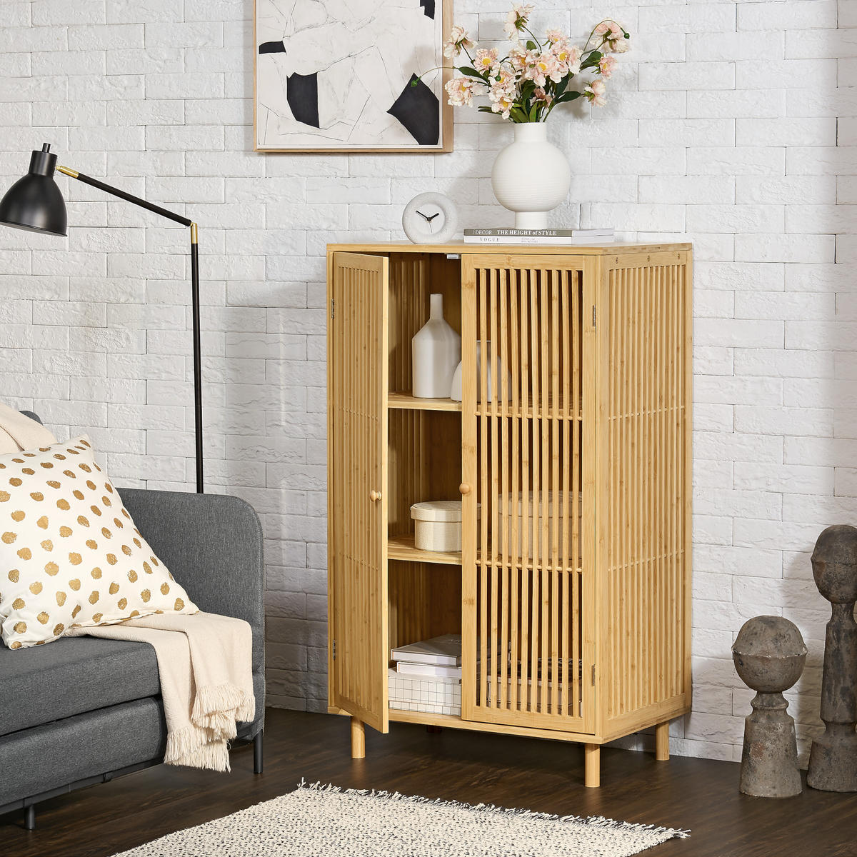 KOMMODE Grong - Naturfarben, Holz (66/110/40cm) - [en.casa]