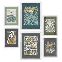 POSTER Set Mit 6 Drucken Mit Kalten Tönen In Der Sammlung Ethnischer Style Drucke Dekorative Rahmen Für Zuhause Wandkunstdruck A3 & A4 Weißer Rahmen - Weiß, Papier (29/3cm) - Nacnic
