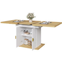 JÍDELNÍ stůl 110(140)/70/76 cm s rozkládací deskou a úložnými policemi, MDF, Bílá - bílá, kompozitní dřevo (76/70/110cm) - Redom