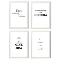 POSTER Set mit 4 Gin TypografieStil A4 Weißer Rahmen - Weiß, Papier (29.7/3cm) - Nacnic