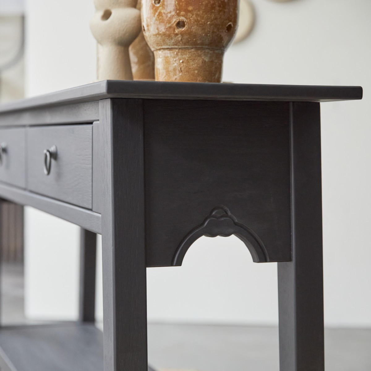 KONSOLENTISCH Thaki Black Schwarz aus Pinie - Schwarz, Holz (35/120/80cm) - Tikamoon