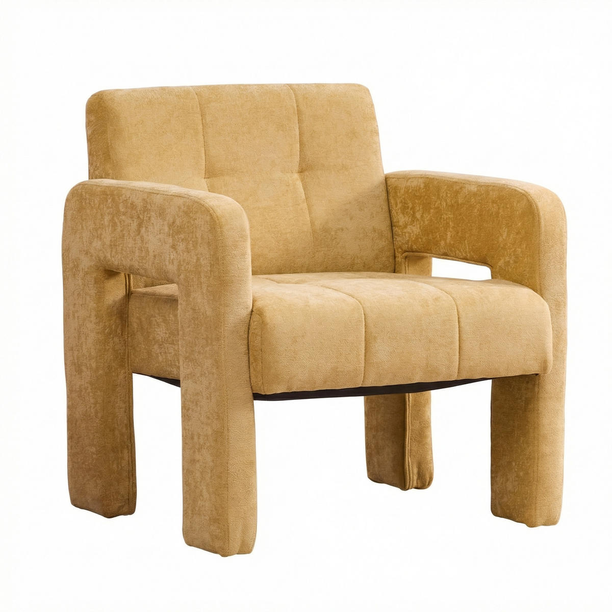 SESSEL Nordic Style aus Chenille mit ergonomischen Armlehnen - Gelb, Textil (67.5/74.5/69cm) - Urban Meuble